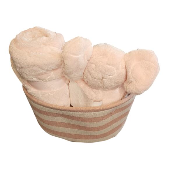 NWT Lullaby Baby 3pc Pink  30X40 blanket, plushie pink tan sm tote - Picture 3 of 5